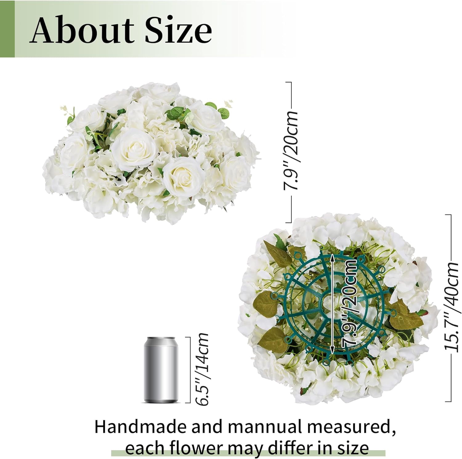 Fake Flower Balls Centerpieces: 2 Pcs 15.7" Large White  Hydrangea Artificial Flowers Arrangement for Wedding Table - Faux Silk Floral for Party Home Reception Decoration