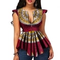 thumbnail image 1 of Minnieouse Camisa con cuello en V, jersey para mujer, blusa plisada con estampado Floral, camiseta para banquete de baile, accesorios superiores de moda de Prendas para la parte del cuerpo Vino rojo S Minnieouse AP009589-09, 1 of 6