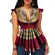 thumbnail image 2 of Camisa con cuello en V, jersey para mujer, blusa plisada con estampado Floral, camiseta para banquete de baile, accesorios superiores de moda de Prendas para la parte del cuerpo Vino rojo METRO Qarigey AP009589-06, 2 of 6