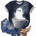 thumbnail image 5 of TOWED22 Halloween Shirts for Women T Shirt Holiday Ghost Graphic Crewneck Short Sleeve Tee Tops(Navy,L), 5 of 6