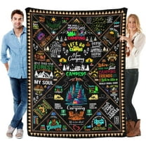 Camping Blanket Camping Lovers Gift Ideas for Men Or Woman,Happy Camper Blanket, Camping Gifts for Camping Lovers, Camping Decor for Camper Sofa Couch Camping Gifts 50x40 Inch