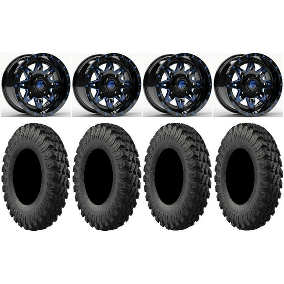 Fuel Lethal Blue 15" Wheels 30" MotoRally Tires Polaris RZR XP 1000 / PRO XP / Ranger XP 900/1000