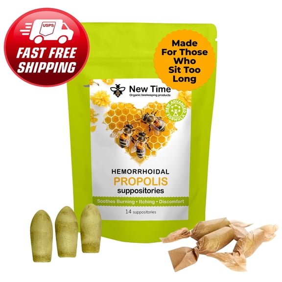 New Time Propolis Suppositories, 14 Count, Soothing Botanical Blend for Feminine Health and Postpartum Care