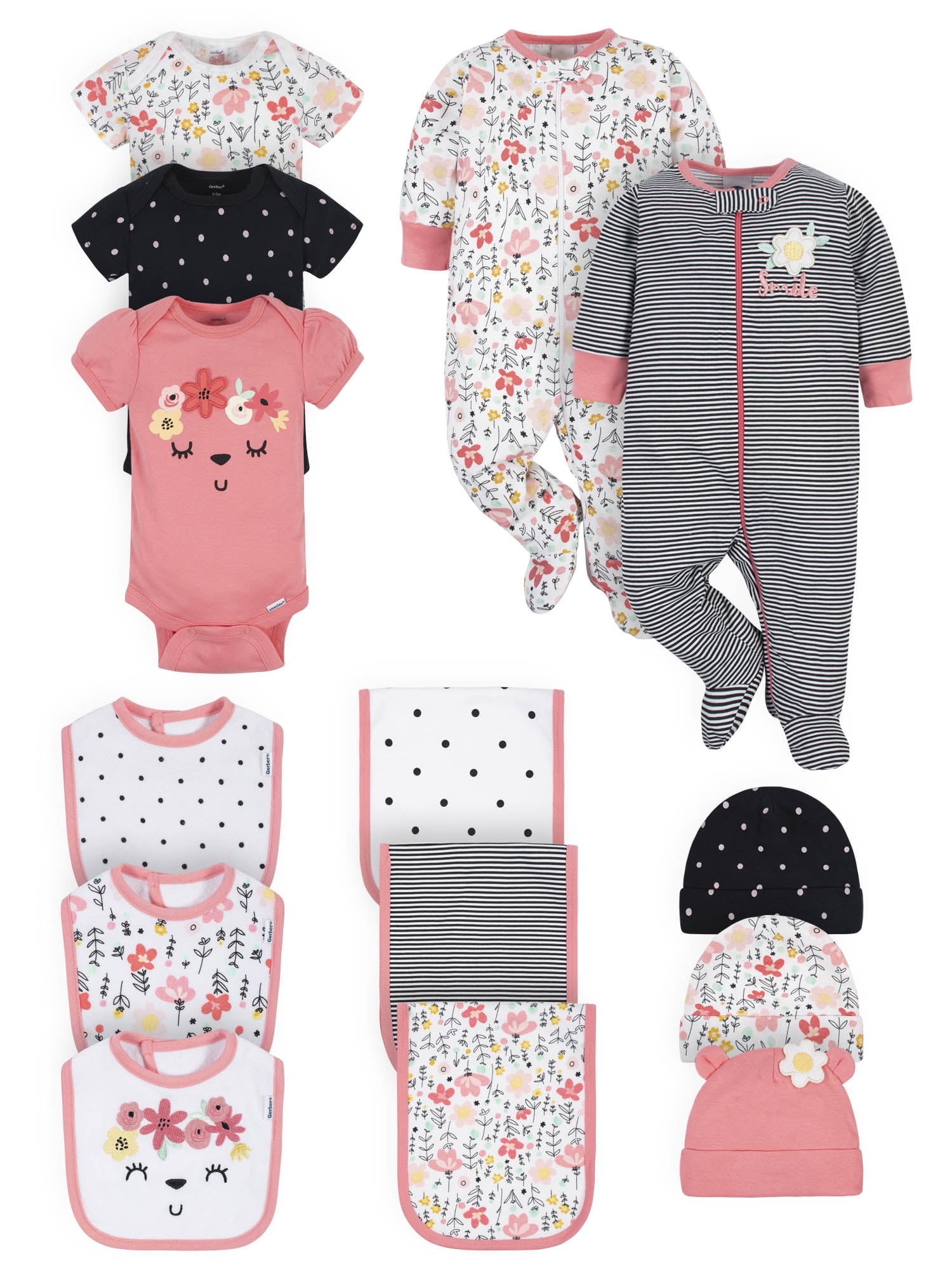 Gerber Baby Girl Clothes Gift, 14Piece Outfit Set (Newborn 3/6