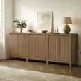 thumbnail image 3 of SICOTAS 29.1"W Mid Century Modern Sideboard Buffet Cabinet Set of 3 with Fluted Doors, Small Farmhouse Credenza with Adjustable Shelves Modular Storage Cabinet for Dining Room, Living Room, Walnut, 3 of 9