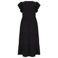thumbnail image 2 of Abcnature Womens Maxi Dress Savings Clearance Deals, Women V-Neck Solid Ruffles Sleeve Long Dress, Plus Size Summer Casual Long Dresses, Wedding Guest Dresses Beach Party Dress Black L, 2 of 4