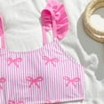 thumbnail image 6 of CAIVO Tween Girls 3 Piece Swimwear Sets Beach Square Neck Sleeveless Ruffle Tankini Top And Shorts With Cover Up Skirt Bow Print Kids Comfortable Bathing Suit, 6 of 8