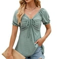 thumbnail image 2 of Sngxgn Women Summer Casual Short Sleeve Tee Shirt Tops Crew Neck Tshirts T Shirt(Green,XL), 2 of 4