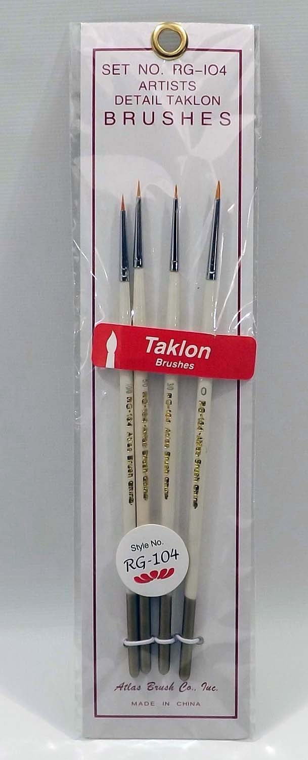 Atlas Brush Co., Inc. RG104 Atlas Brush Taklon 4pc Detail Set