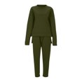 thumbnail image 4 of FAIWAD Women Sweatsuits 2 Piece Outfits Long Sleeve Round Neck Split Irregular Hem Pullover Sweatshirt Sweatpant, 4 of 5