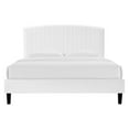 thumbnail image 4 of Platform Bed Frame, Twin Size, White, Velvet, Modern Contemporary, Bedroom Master Guest Suite Room, 4 of 9