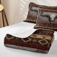 thumbnail image 4 of jejeloiu Red Aztec Bull Skull Western Bed Spread Queen Kids,Rustic Farm Print Queen Coverlet Set,3-Piece, 4 of 7