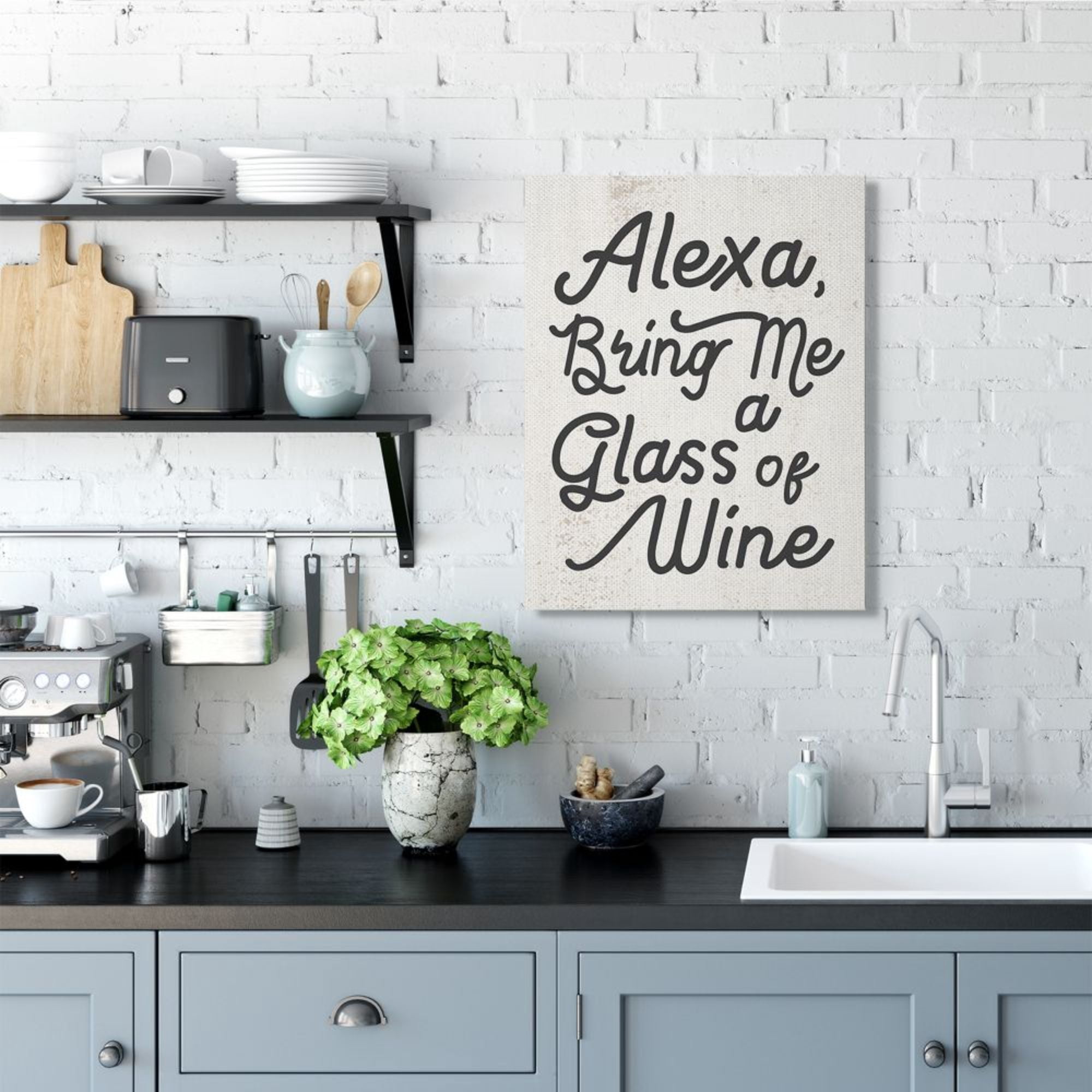 Stupell Industries Alexa Bring Me Wine Distressed Kitchen Sign Design by Daphne Polselli, 24" x 30"