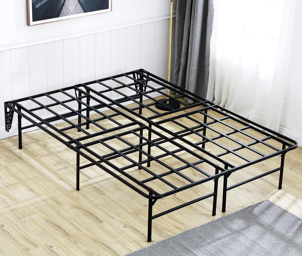Tall Heavy Duty Platform Bed Frame, How Do You Attach A Headboard To Wooden Bed Frame