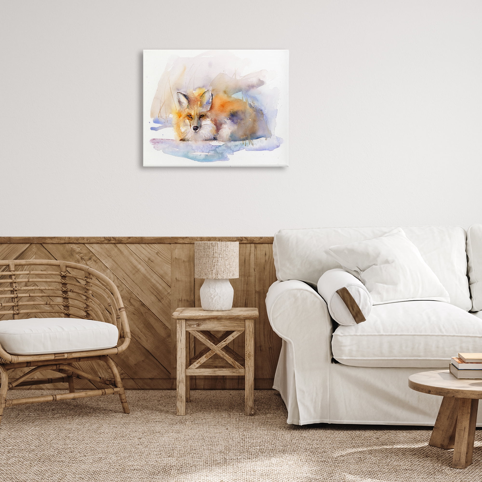 Stupell Industries Fox Sleeping in Snow Animals & Insects Painting Gallery Wrapped Canvas Art Print Wall Art, 30 x 24