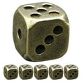 thumbnail image 1 of Miangastore Golden Brass Dice Set for Game Using with Solid Rounded Corners Vintage Retro Look 6pcs, 1 of 9