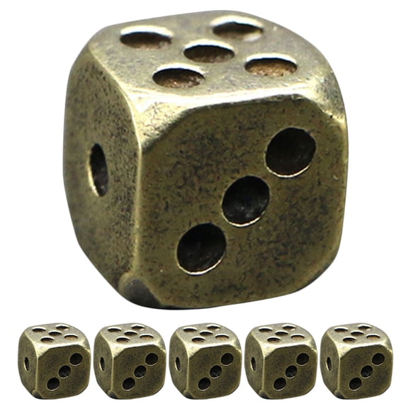 Miangastore Golden Brass Dice Set for Game Using with Solid Rounded Corners Vintage Retro Look 6pcs