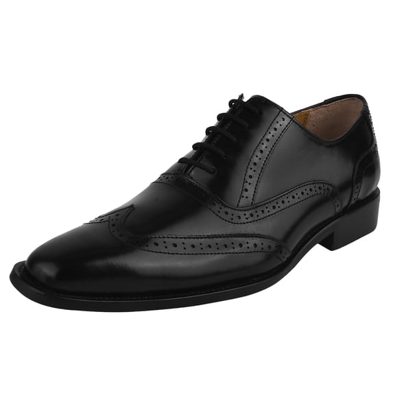 LIBERTYZENO Mens Wingtip Classic Genuine Leather Formal Oxford Shoes, Black