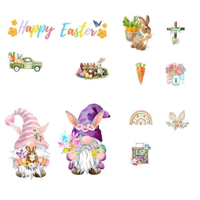 Easter Decorations for The Home, Dwarf Bunny Easter Cartoonish Magnetic Sticker Waterproof Home Decoration Magnetic Refrigerator Sticker