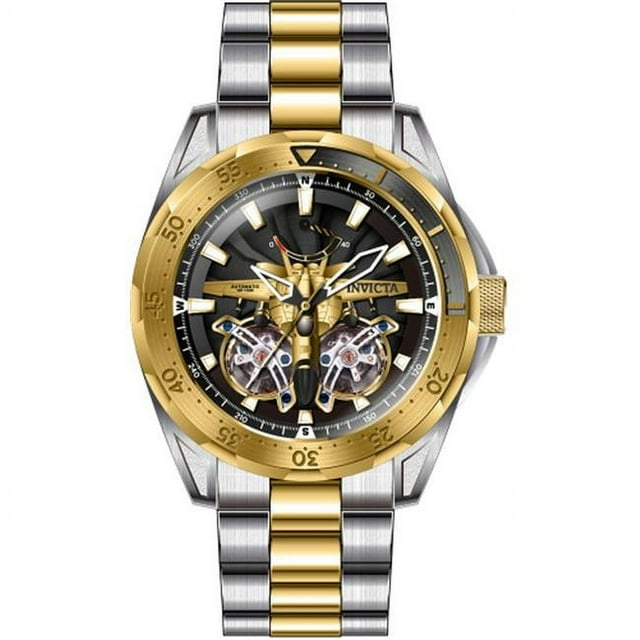 Invicta 44688 Aviateur Automatique Multifonction Noir et Or Hommes Montre Cadran