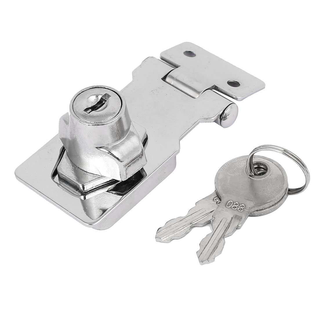 Drawer Case Box Metal Keyed Hasp Lock Latch Silver Tone 64mm Length