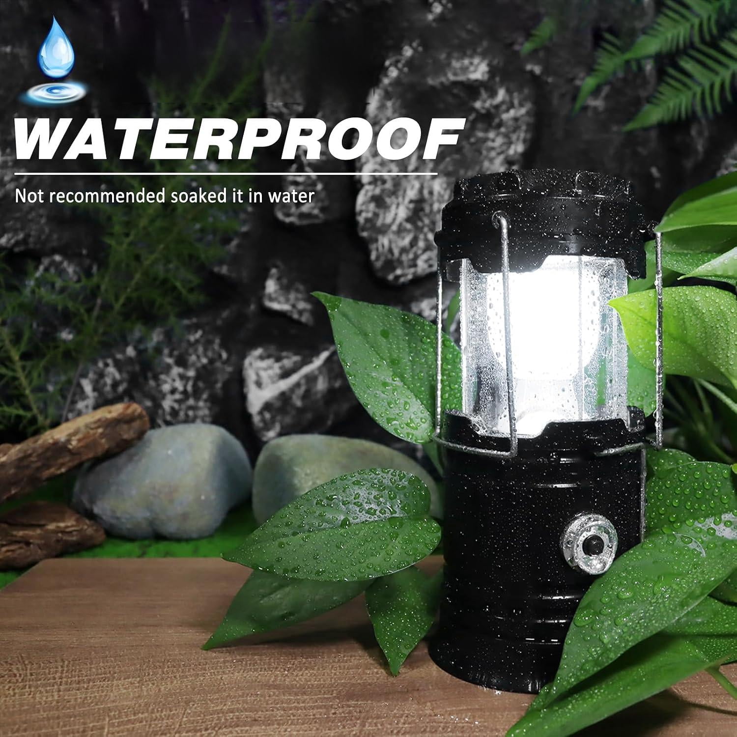 BN-LINK 2 Pack Collapsible LED Camping Lanterns, Lightweight Waterproof Solar Rechargeable Lanterns, LED Flashlight Survival Kits for Outdoor Home Emergency Light Power Outages Hiking
