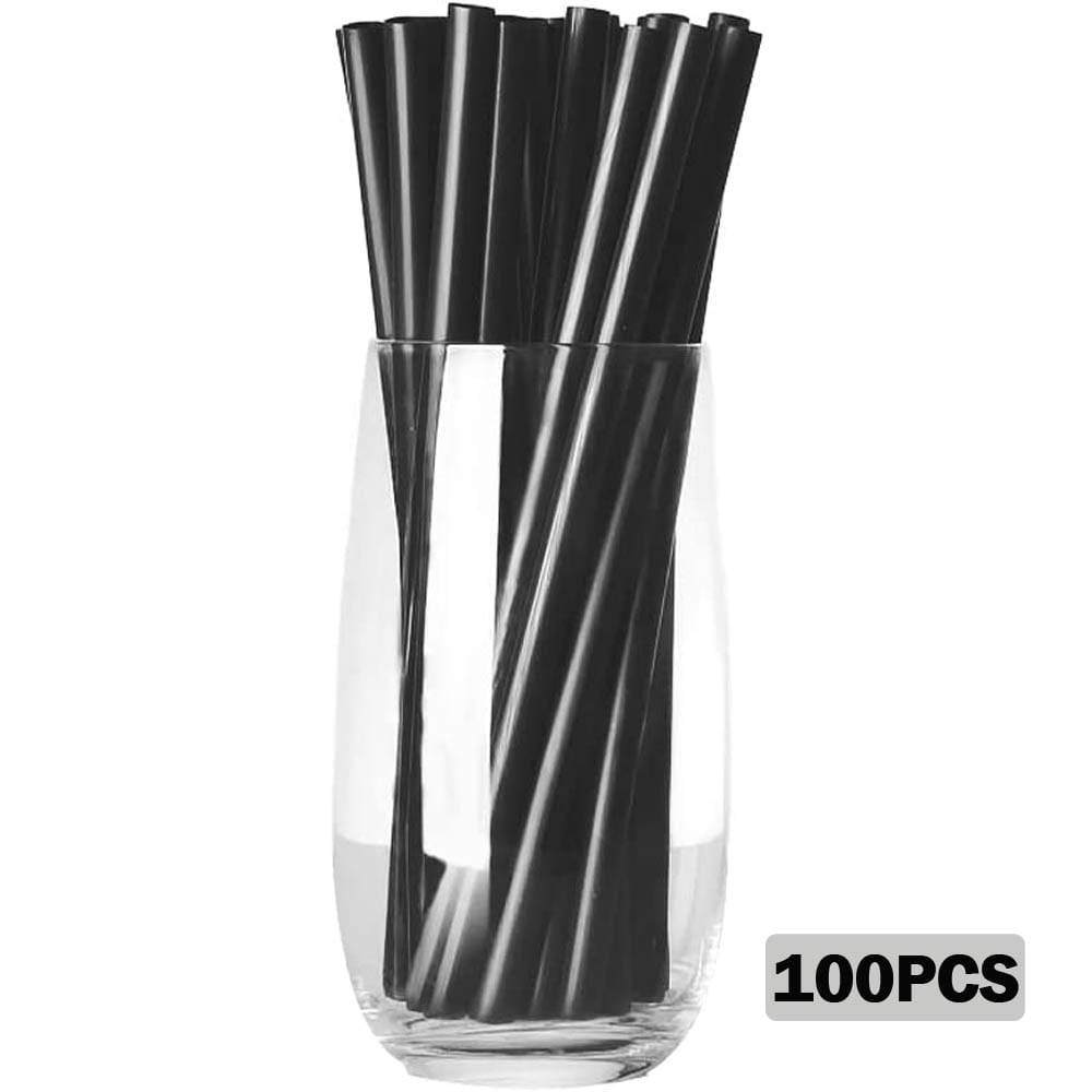 100 Black Straws, Suitable for Cocktails, Bar, Restaurant, Many