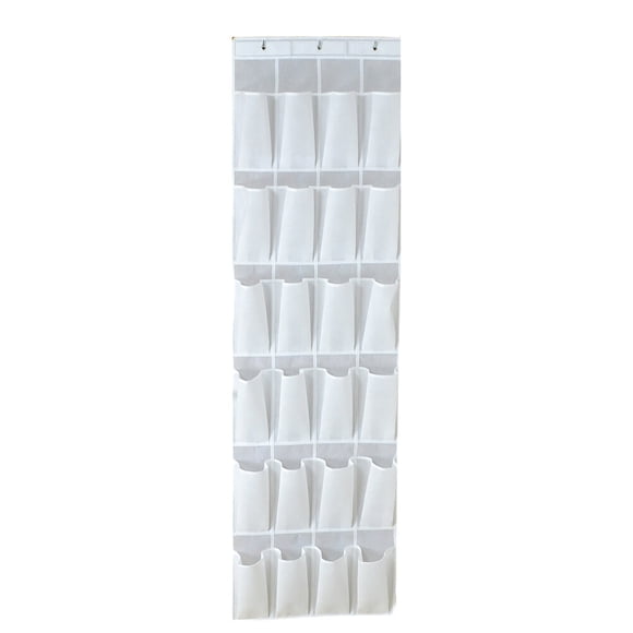 EeaseMX Bolsa de almacenamiento para zapatos, práctica bolsa de tela para colgar llaves, teléfono, zapatos y otros artículos (blanca, 24 bolsillos)