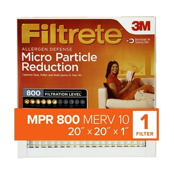 Filtrete by 3M, 20x20x1, MERV 10, Micro Particle Reduction HVAC Furnace Air Filter, Captures Pet Dander and , 800 MPR, 1 Filter