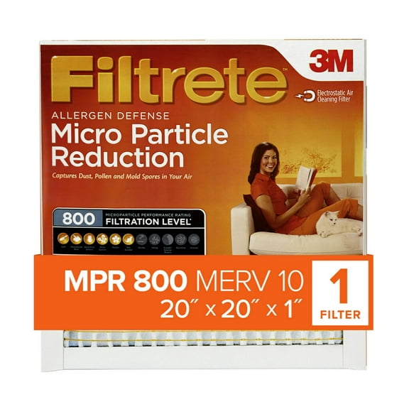 Filtrete 20x20x1 Air Filter, MPR 800 MERV 10, Micro Particle Reduction, 1 Filter