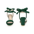 thumbnail image 5 of BLISSFUL STEP Back Ankle Tie Open Toe Block Heel Sandals for Women Dark Green (Size 6.5), 5 of 6