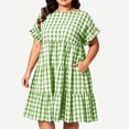 thumbnail image 3 of YuXingFu Dresses for Women Oversize Mini Crew Neck Plus Size Womens Dress Short Sleeve for Beach Casual Summer Green XXL, 3 of 9