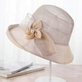 thumbnail image 6 of YooGuoGuo Women’s Organza Sun Hat Packable Wide Brim Bucket Flower Bow Wedding Church Dress Hat Fascinator Bridal Tea Party Hat, 6 of 7
