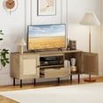 thumbnail image 4 of Costway Boho TV Stand for 60 Inch TV with Cabinets, Storage Shelf, Drawer, PE Rattan Doors, 4 of 10