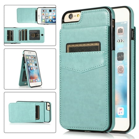 Allytech iPhone SE 2022 Wallet Case, iPhone SE 2020 Case, iPhone 8 7 Case, Slim PU Leather Cards Slots Full Protection Shockproof Wallet Case Cover for Apple iPhone SE 3 / iPhone 8/7 - Mint