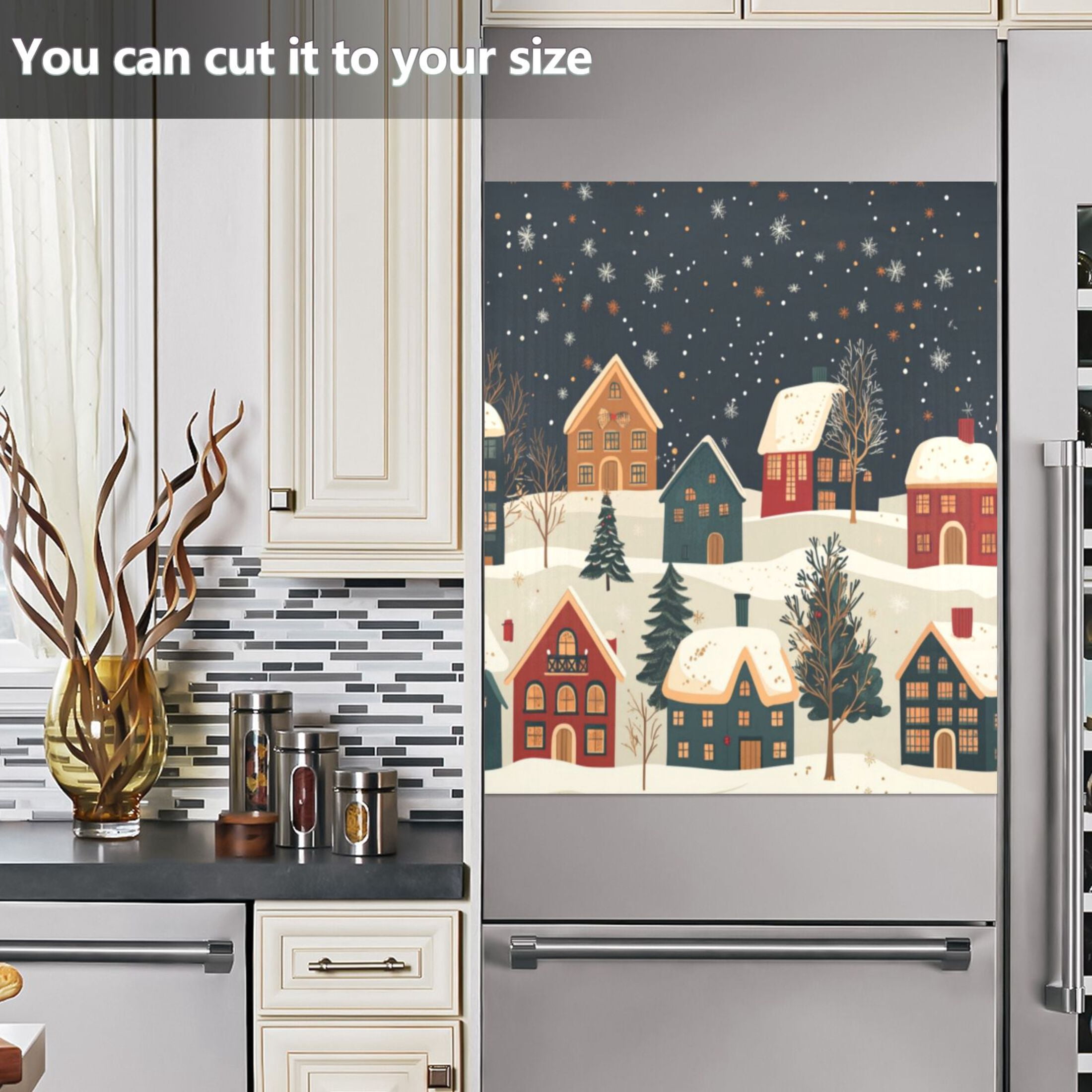 Dishwasher Magnetic Sticker 23x26 Inch Refrigerator Magnetic Sticker Washing Machine Magnetic Sticker Kitchen Panel Magnetic Sticker Home Decor Cartoon Christmas House