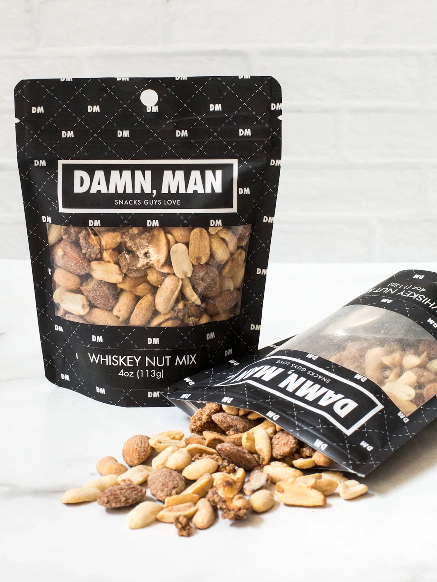 Damn, Man Roasted Bar Snack Pack, Gourmet Mixed Nuts for Beer and Cocktails, 4 Resealable Bags, Savory Party Snack Mix