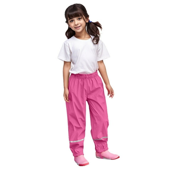 REDARER Kids' Waterproof Rain Pants Elastic Waist Reflective Lightweight Rainwear for Boys & Girls,4-5 Years