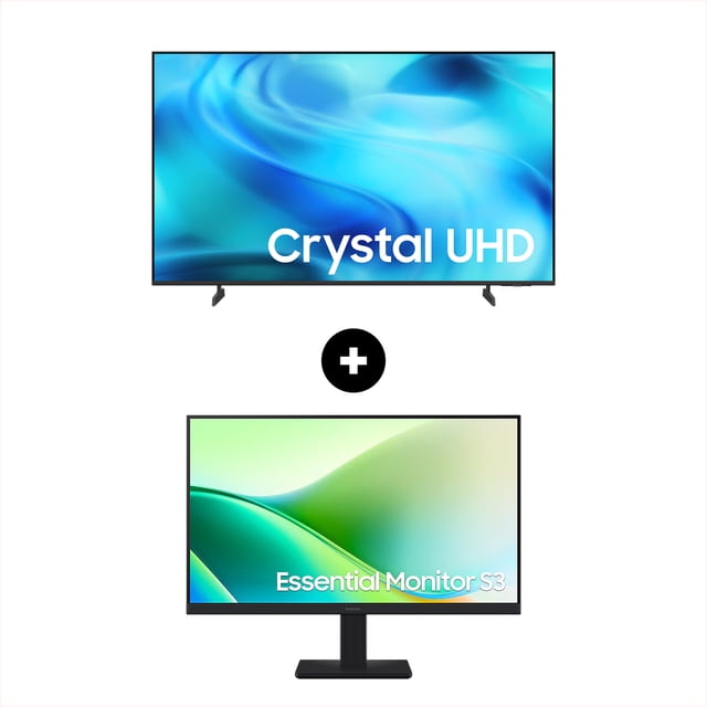 Combo TV Samsung 55" Crystal UHD U8200HF 4K Vision AI + Monitor 24'' Essential S3 Full HD 120Hz Black
