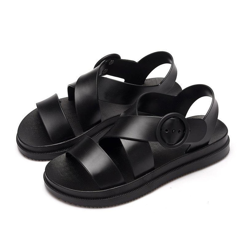 black string sandals
