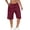 Wine, variant on Kinrui Linen Shorts for Women Summer Knee Length Bermuda Shorts Drawstring Button High Waisted Knee Pants with Pockets Wine L
