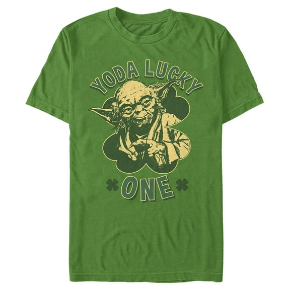 Men's Star Wars St. Patrick's Day Yoda Lucky One  Graphic Tee Kelly Green 2X Large