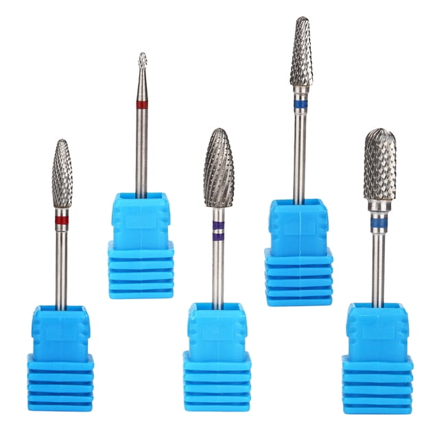 Nail Art Acrílico Gels Removal Manicura eléctrica Barril Head Set 5 brocas de plata Colcomx Broca para uñas profesional