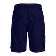 thumbnail image 3 of TQWQT Bermuda Cargo Shorts for Men Big and Tall Casual Elastic Waist Knee Length Work Shorts with 6 Pockets Navy 4XL, 3 of 5