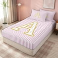 thumbnail image 3 of meiyoeat Preppy Letter A Zipper Twin Comforter Sets with Fitted Sheet and 2 Pillowcases for Kids Girls Women, Gold Glitter Zipper Bedding Set for Bedroom, Pink ReversibleG, 3 of 6