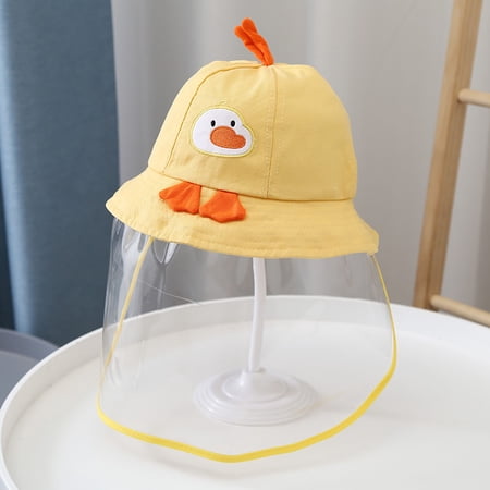 Baby Fisherman Hat Cute Duck 3D Shape Cotton Bucket Cap for Infant Adjustable Chin Strap Sun Protective Hat for Newborn Baby Boy Girl Outdoor Spring Fall Summer Sun Hat-Yellow