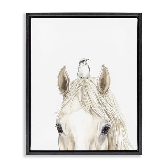 Stupell Industries Cottage Unexpected Guest Animals Black Floating Frame Canvas Art, 17 x 21, by Svetlana Aleynikova