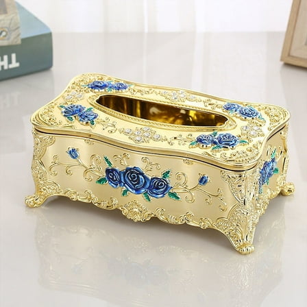 GOOHOCHY Retro Decor Napkin European Style Tissue Box 23X13CM Blue