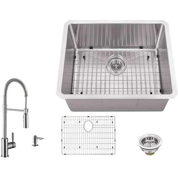 Magnus Sinks 23 In X 19 16 Gauge Stainless Steel Single Bowl Bar Sink With Pull Out Kitchen Faucet And Soap Dispenser Com - Bar Sink Faucet With Soap Dispenser Magnus Sinks 23 In X 19 16 Gauge Stainless Steel Single Bowl Bar Sink With Pull Out Kitchen Faucet And Soap Dispenser Com - Bar Sink Faucet With Soap Dispenser