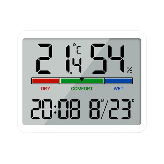 Acahhotxx Atomic Clock, Digital Wall Clock Large Display, Date & Temperature Humidity Sensing for Home and Office Use Battery Operated - White 8280 (New)